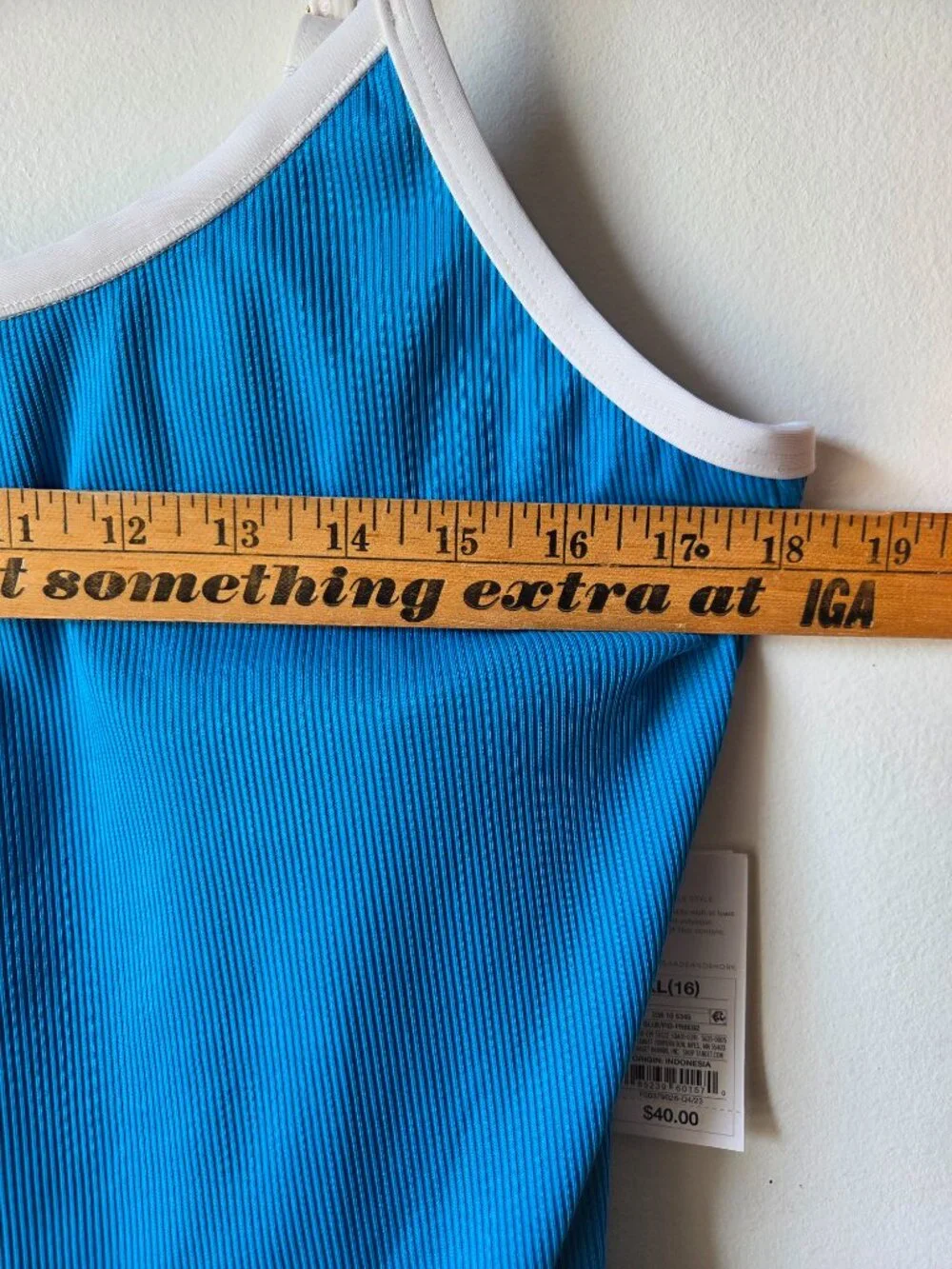 NWT SHADE & SHORE BLUE /WHITE TRIMMED 1PC SWIMSUIT SIZE XL / 16